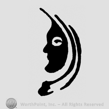 A crescent moon with a face