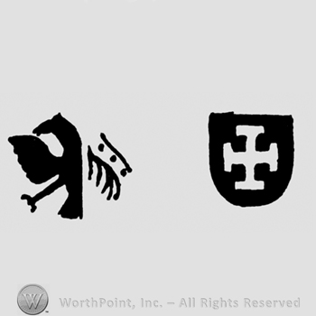 Half an eagle and a shield with a cross