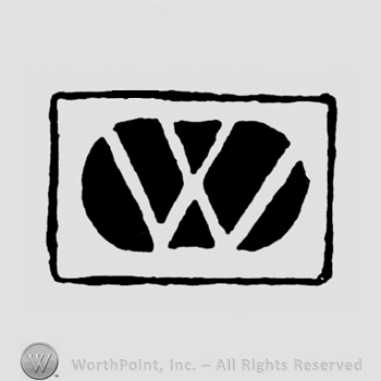 An uppercase W inside an oval that is inside a rectangle