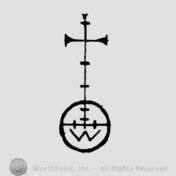 A cross above a circle with an uppercase W inside