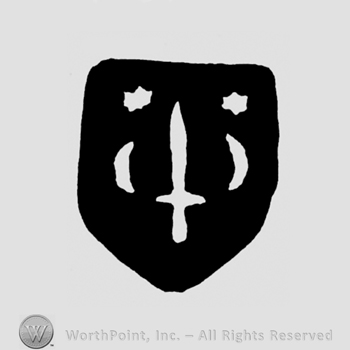 A shield with a sword, two crescent moons and two stars