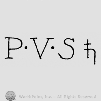 Theinitials P V S and a small cross