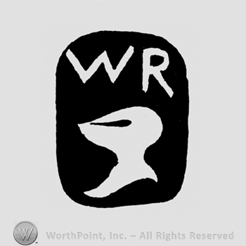 The initials W R above a helmet