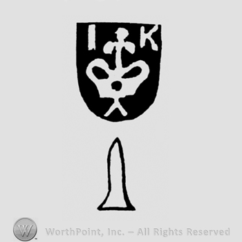 A shield with a crown and the initials I K