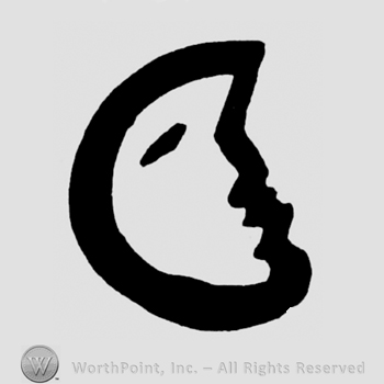 A crescent moon with a face