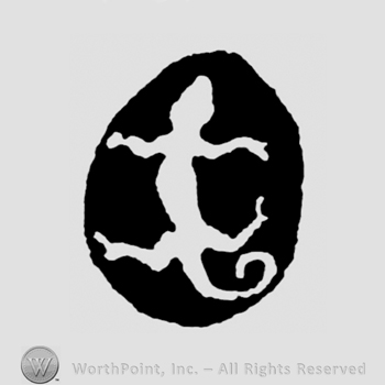 A lizard in an oval