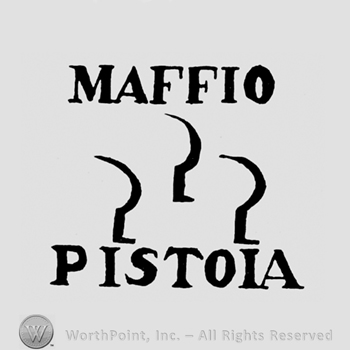 The name Maffio Pistoia and three sickles