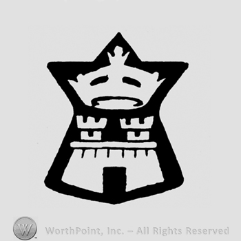 A crown above a castle with two towers