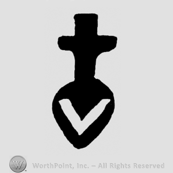 A cross above a heart shape with a V inside