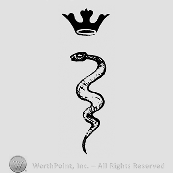 A crown above a snake