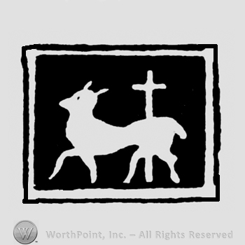 A goat or deer with a cross inside a rectangle