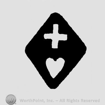 A cross and a heart inside a rhombus