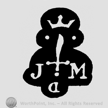 A crown above a sword and the initials J D M