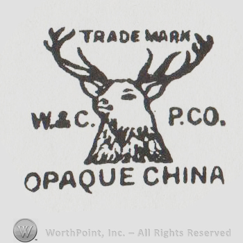 A deer head and TRADE MARK W & C P CO OPAQUE CHINA