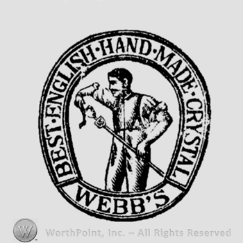 Man with sword and words written: Best English Hand Made Crystal Webb's