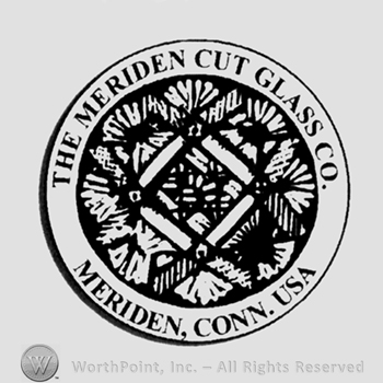 Circle with text The Meriden Cut Glass Co , Meriden Conn.USA