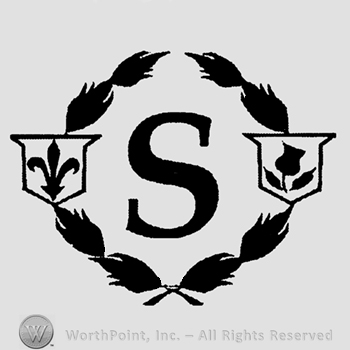 Two shields in a wreath;letter S in the middle.