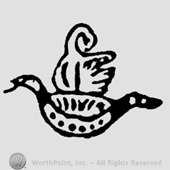 Swan with ribbon.