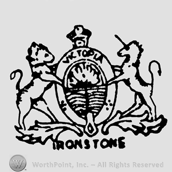 Unicorn with lion and a crown;Victoria Ironstone written.