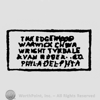 written inside a square, one under another: The Edgewood, Warwick China, Wright Tyndale, & Van Roger. Co., Philadelpia