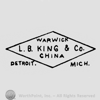 written inside a flattened diamond, one under another: WARWICK, L.B. KING & CO., CHINA, under it, on each side DETROIT, MICH.