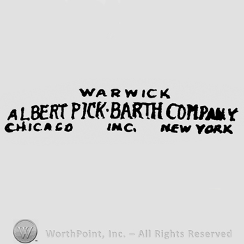 written on 3 lines: WARWICK, ALBERT PICK-BARTH COMPANY, CHICAGO INC. NEW YORK