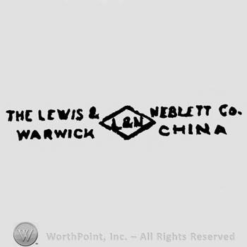 company initials L & N inside a diamond, on the left side of the diamond is written THE LEWIS & WARWICK on 2 lines, on the right side is written NEBLETT CO., CHINA