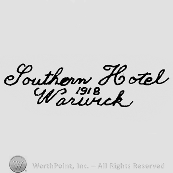 handwriting on 3 lines Southern Hotel, 1918, Warwick