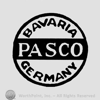 Circle with word Pasco in the middle;Bavaria Germany written inside.