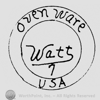 double circle, in the first one Watt is handwritten, underlined, digit 7 under, in the second one, on top is oven ware handwritten, on bottom USA written
