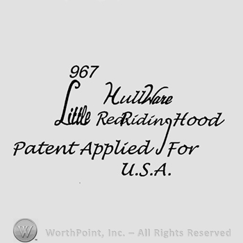 Text : 967 Hull Ware Little Red Riding Hood Patent Applied F151 USA.