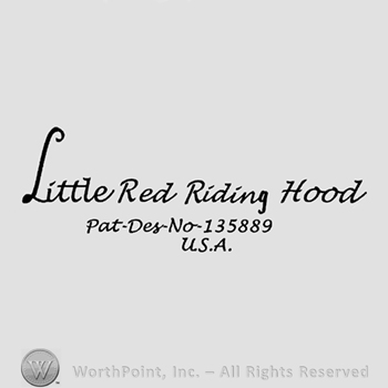 Text Little Red Riding Hood Pat Des No 135889 USA .