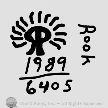 Letters RP conjoined;word Rook on the right side;numbers 1989 and 6405 at the bottom.