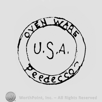 double circle, U.S.A. writtten inside the first circle, OVEN WARE written on top of the second circle, Peedeeco on the bottom
