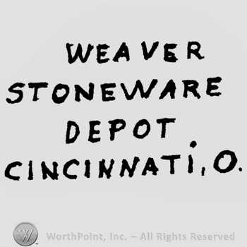 written on 4 lines: WEAVER, STONEWARE, DEPOT., CINCINNATI, O.