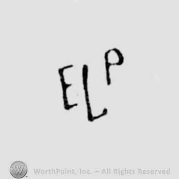 crude initials E L P, not written on a straight line, "P" is on a higher level