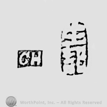 Letters CH and chinese sign;  Chop mark,  Seal, Stamp Signature.