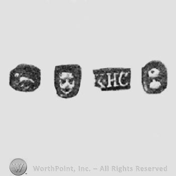 Four images: an animal, a mask, letters KHC and a shape.