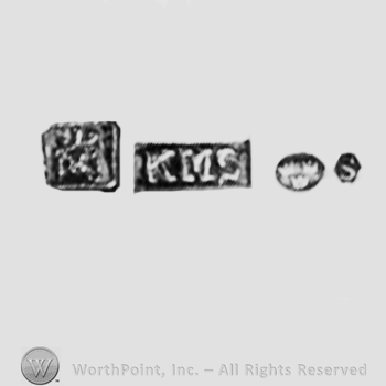 Chinese sign, letters KMS, a crown and letter S; Chop mark,  Seal, Stamp Signature.