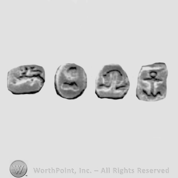 Four images: an animal, a head, a letter and an anchor.