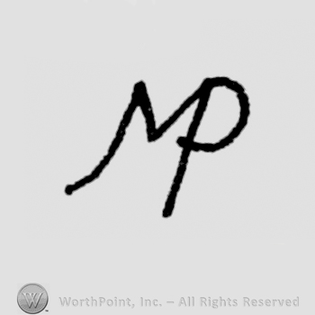 initials M P, last leg of "M" is linked to "P"