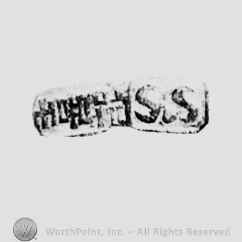 Letters SS and a chinese sign; Chop mark, Seal, Stamp Signature.