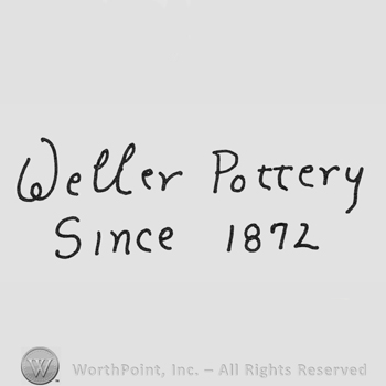 handwritten on 2 lines, Weller Pottery above, Since 1872 under