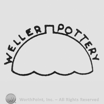 stylish upside down funnel, curved writing WELLER POTTERY on top