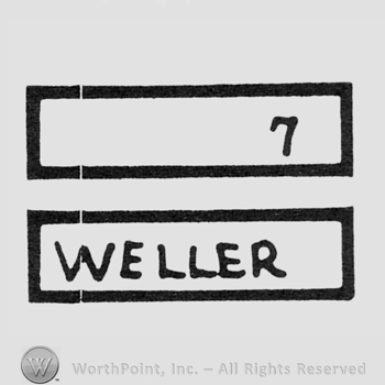 2 rectangles one above the other, numner 7 written inside the first one, WELLER written inside the second one