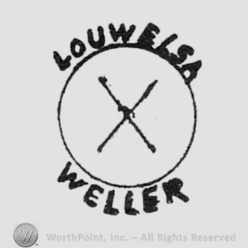 two crossed line inside a circle, bold curved writing above LOUWELSA, WELLER written under