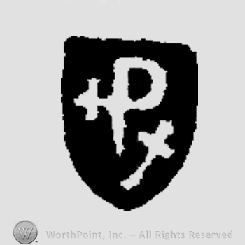 A shield with capital P and two crosses.