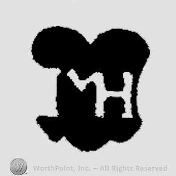 Letters MH in uppercase, conjoined.