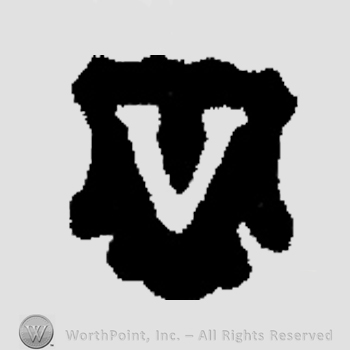 Capital V on a shield.