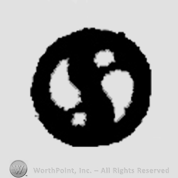 A round design with two drops inside.